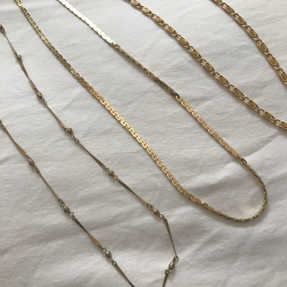 3-Set Vintage Vendome Gold-Plated Necklace Chains Bundle